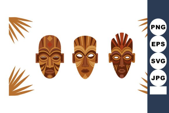 African Tribal Masks Vector: Bold Graphics & Illustrations