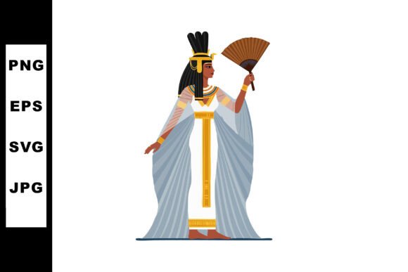 Ancient Egyptian Queen Holding Decorativ Graphics and Illustrations