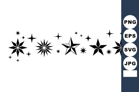 Black Star and Sparkle Shapes Vector Ill Graphics