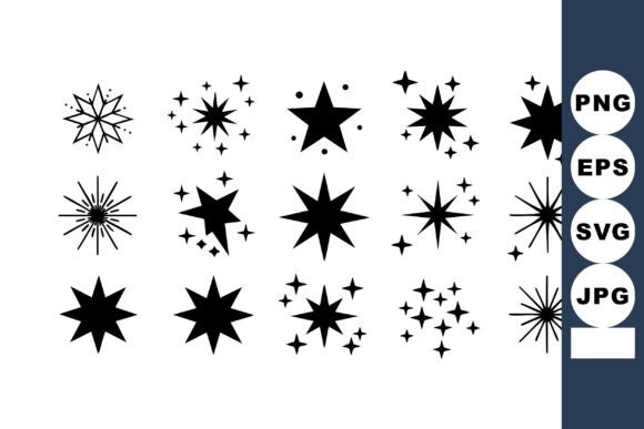 Black Star Shapes and Sparkle Graphics