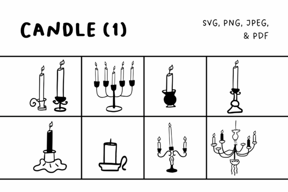 Candle Hand-Drawn Set 1: Graphics and Illustrations