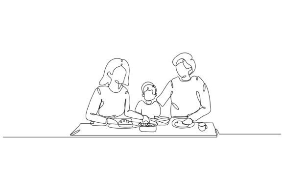 Continuous Line Design of Eating: Graphics & Illustrations