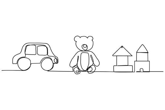 Continuous Line Design of Toys: Modern Graphics & Illustrations