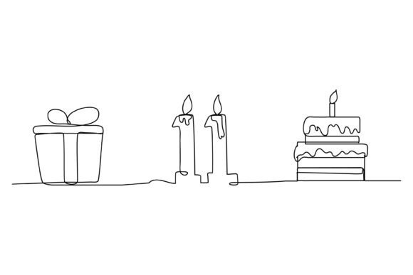 Continuous Line Eleventh Birthday Graphics & Illustrations