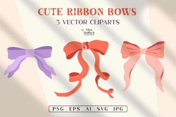Girly Ribbon Bows: Graphics & Illustrations