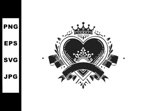 Heart Shaped Crown Emblem: Premium Graphics and Illustrations