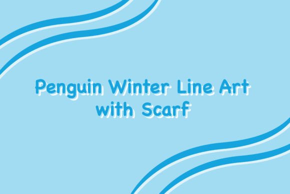 Penguin Winter Line Art with Scarf: Graphics and Illustrations