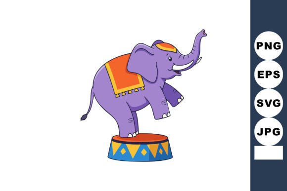 Purple Circus Elephant Graphics & Illustrations