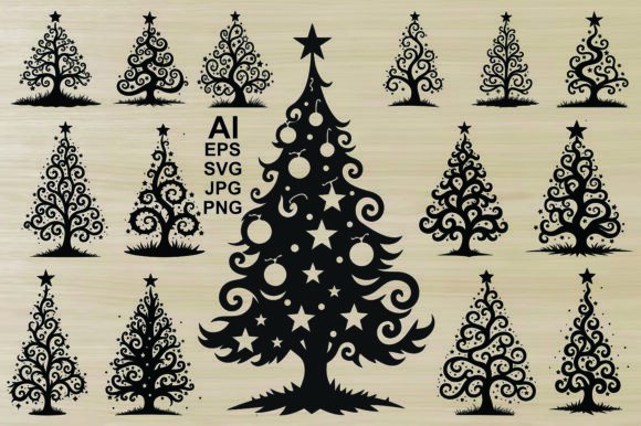 Silhouette Christmas Trees Bundle: Graphics & Illustrations